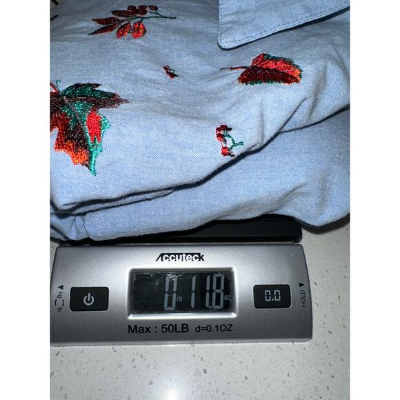 Mystic Blues Women’s Button Up Shirt Chambray Blue Fall Leaves Pinecones 20W - Picture 11 of 11